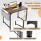 Costway 32" Meeting Room Desk Set of 2/4/6 with Charging Station & Headphone Hook Metal Frame Brown